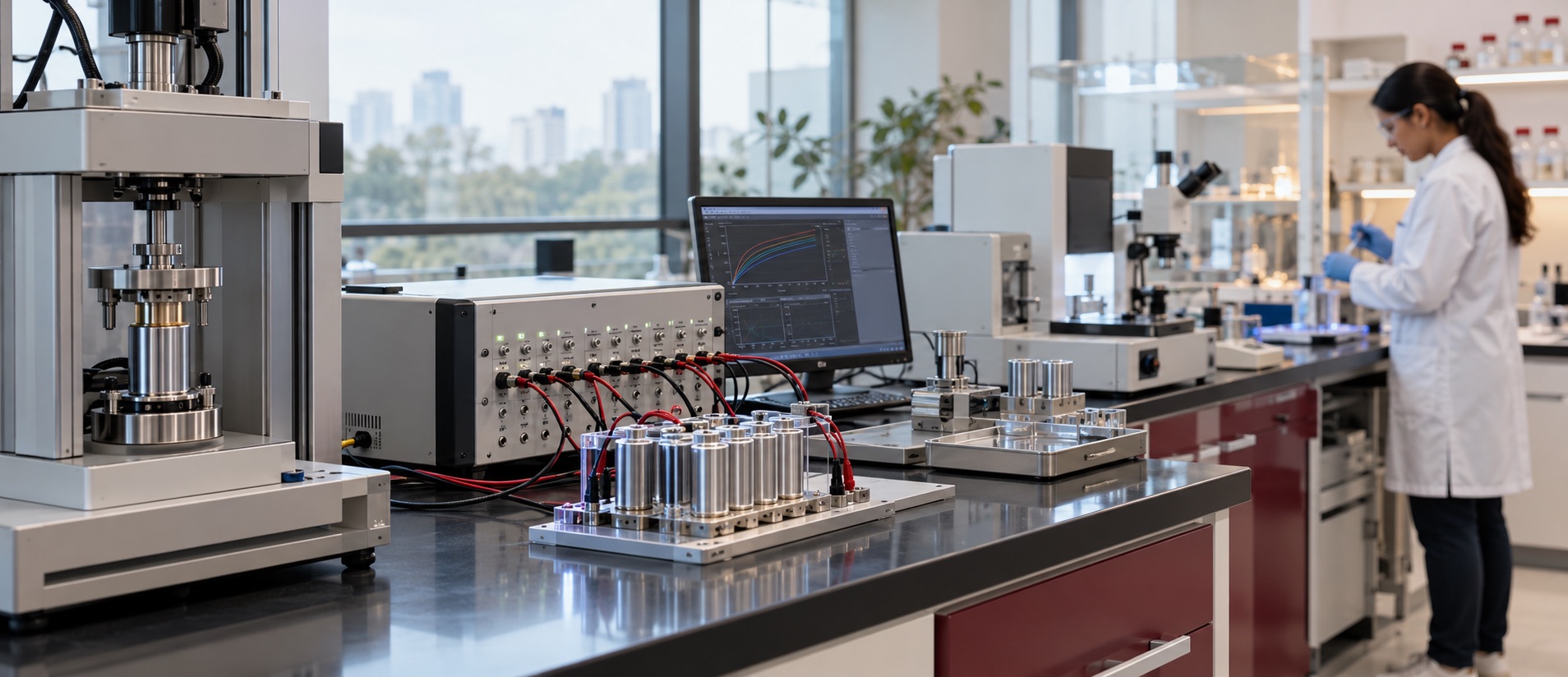 Illustrative view of a materials research laboratory with scientific equipment